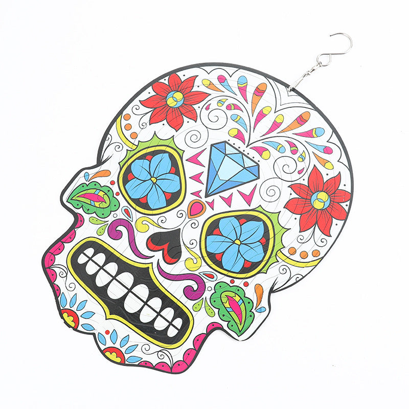 Wholesale Halloween Decoration Rotating Metal Wind Chime Skull 3D Pendants